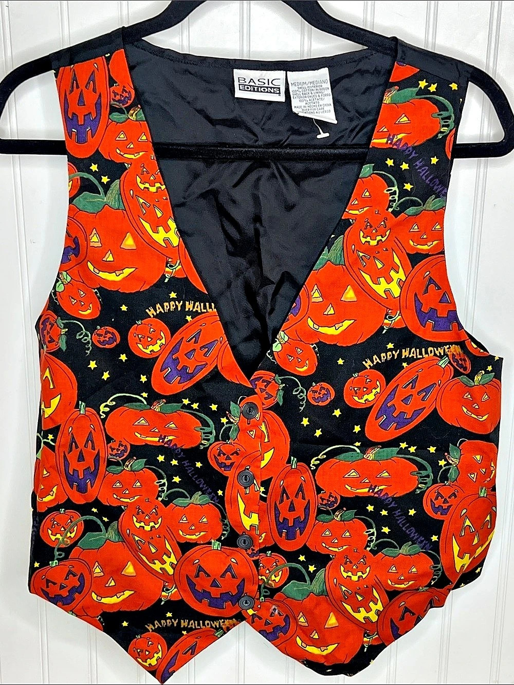 Basic Editions Halloween Pumpkin Print Vest Medium